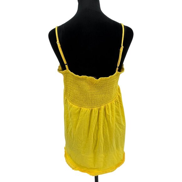 Arizona Henley Tank Top Womens Size XL Empire‎ Waist Smocked Lace Eyelet Y2K Vtg - Picture 6 of 7